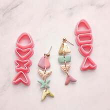 DIY Jewelry Making Fish Bone Polymer Clay Sculpting Tool Set - Fish Bone Carving Tools For Earrings, Brooches, Pendants, High Precision Polymer Clay Or Ceramic Mold - Pink - View 1