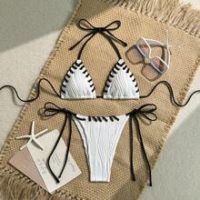 Nuevos bikinis de dos piezas con un estilo fresco, dulce y - Rosa Fucsia - Ver 7