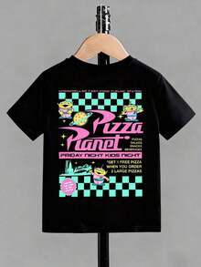 The Disney Toy Story Pizza Planet Themed Summer T-Shirt Is Perfect For Teens And Kids, And Is An Ideal Choice For Children Visiting Disneyland. - Black - View 3