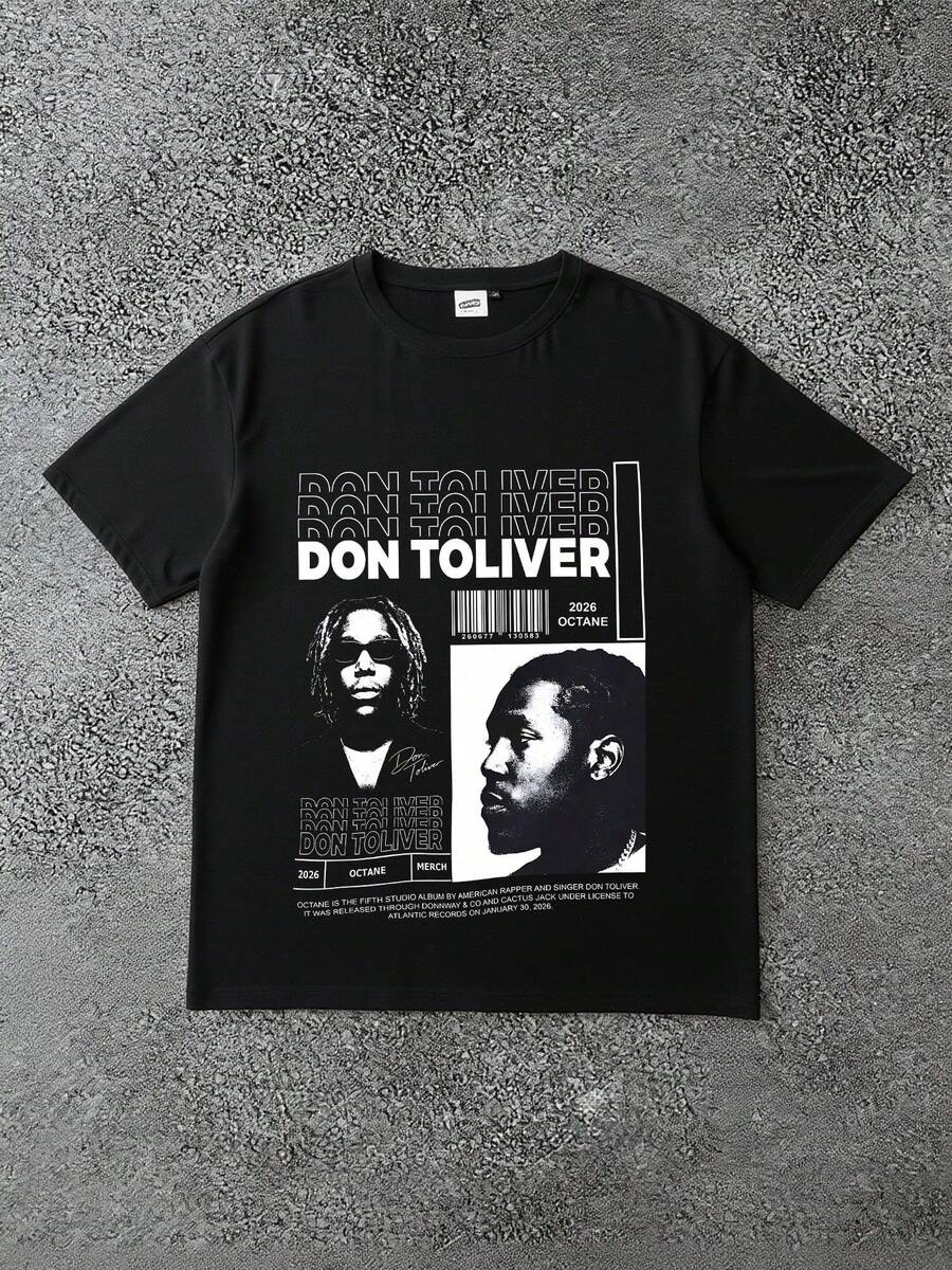 Women's T-Shirt, 100% Cotton, Don Toliver Printed T-Shirt Men Classic Hip Hop Rap Music Street Style Tee Moder, Summer Casual Streetwear - màu đen - Xem 1