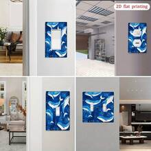 1pc 2D Flat Printing  Whale Ocean Pattern Decorative Light Switch Cover,Stylish Wall Plate Indoor Outdoor Bedroom Kitchen Bathroom Decor With Easy Ins - Double Toggle 11.5cm*11.5cm - View 9