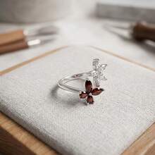 Women's Fashion Minimalist Open Ring, Inlaid With Butterfly And Flower Shaped Cubic Zirconia, Adjustable Size Index Finger Ring, Suitable For Daily And Party Wear, Exquisite Gift - Silver - View 8