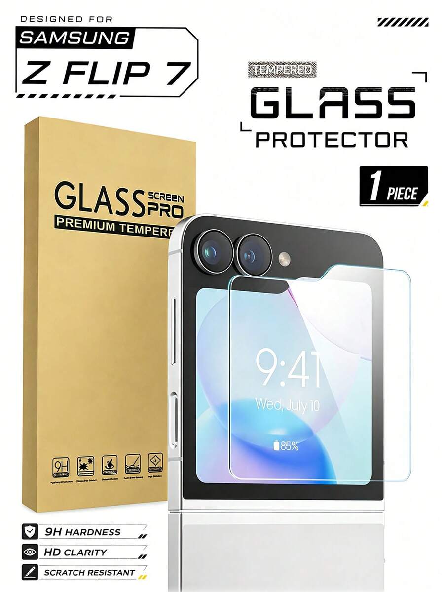MIGAE 1pc - Transparent, Anti-Fingerprint, Bubble-Free, Shatterproof, Scratch-Resistant Tempered Glass Full Coverage Screen Protector, Compatible With Samsung Galaxy Z Flip 8/Z/Z Flip 6/Z Flip 5 Phone Accessories - Clear - View 1