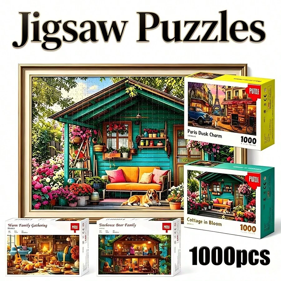 1000片拼圖玩具，適合青少年，舒壓派對禮物、腦力訓練、生日禮物、節日禮物，完美禮物玩具