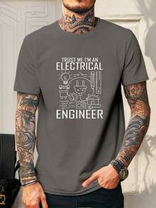 Camiseta de manga corta con cuello redondo para hombre, diseño TRUST ME I'AN ELECTRICAL ENGINEER, estilo casual de verano. - Blanco - Ver 9