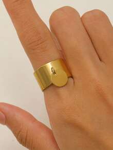 1pc Women's Smooth Open Band Wide Disc Ring, Minimalist Elegant Jewelry Gift, Suitable For Daily Outfit And Party Accessories - Gold - View 7