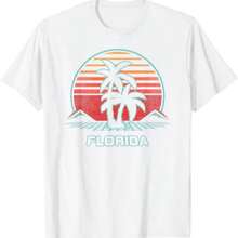 Florida Retro Palm Tree Beach 80s Style T-Shirt1 - White - View 1