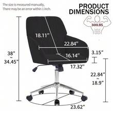Height-Adjustable Swivel Office Chair For Home And Bedroom, Ergonomic Swivel Chair With Backrest, Suitable For Long Periods Of Sitting. Black - 黑色 - 查看 8