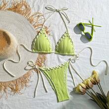New Two-Piece Bikinis With A Fresh, Sweet Style And - 米白色 - 查看 11