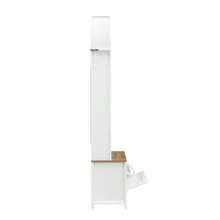 Multifunctional Cabinet With Shoe Rack, Shelf, And Hooks – Entryway Coat Rack, Sturdy MDF Construction, Modern Design, Durable Iron Legs, Practical Storage - 白色 - 查看 10