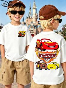 The Disney Cars Lightning McQueen Summer T-Shirt Is Perfect For Teens And Kids, And Is An Ideal Choice For Children Visiting Disneyland. - White - View 1
