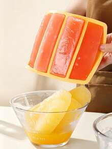 1 pieza Molde de silicona largo para hielo, congelación rápida y fácil liberación de hielo, molde de hielo casero DIY, molde para pasteles, molde para paletas, caja esencial para hacer hielo en verano, se usa para congelar café, bebidas, leche - Multicolor - Ver 4