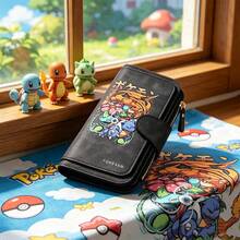 1 chiếc ví trẻ em thời trang bằng PU gấp gọn dung tích lớn Pokemon, ví đựng thẻ thiết kế in đôi hoạt hình Pokemon Starter Trio với hình minh họa Pokemon Starter Trio rực rỡ, lý tưởng cho du lịch ngoài trời và mua sắm, quà tặng lễ thiết thực - QB-A-BKM-05 - Xem 4