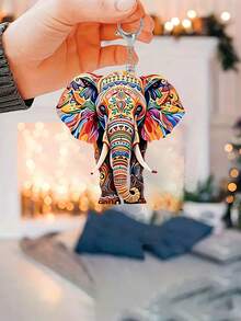 Gantungan Kunci Pola Gajah Warna-warni Lucu 2D Datar, Kompatibel dengan Ransel, Kunci, Dompet - Gantungan Kunci Gaya Lucu, Sempurna untuk Digantung di Tas dan Kunci Mobil, Juga Cocok untuk Ransel dan Tas, Tidak Membutuhkan Baterai, Hadiah Hari Valentine, Aksesori Mobil Praktis, Aksesori Dompet dan Ponsel Wanita, Hadiah untuk Teman, Aksesori Pesta, Suvenir, 2D Datar - MultiWarna - View 8