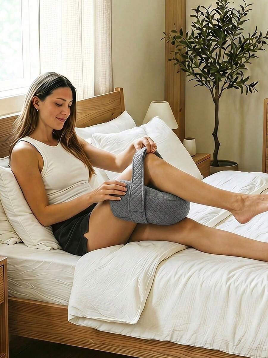 1pc Heart-Shaped Leg Pillow, Ergonomic Design With Memory Foam, Adjustable Strap Leg Support Cushion, Suitable For Side Sleepers To Relieve Leg Pressure (Removable & Washable Cover), Applicable For Lying Flat, Side, Back, Hip, Knee, Joint Support, Pregnancy Side Sleeping Knee/Leg/Sleep Pillow - Grey - View 1