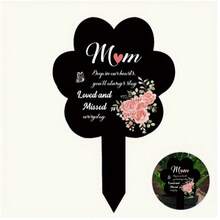 Outdoor Durable Acrylic Garden Memorial Stake, 2D Flat Aesthetic Rose Pattern, Mother's Exclusive Tribute Style, High-Quality Waterproof Acrylic Material Resistant To Sun And Rain, Can Be Used As Tombstone Marker, Placed In Cemetery Or Private Garden, Commemorate Deceased Mother, Carry Deep Affection And Inner Reflection. - A - View 4