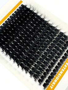 HBZGTLAD 196束 14排 120片 0.05/0.07mm 細熱熔水貂仿毛接睫毛 9-16mm 混長 3D 俄羅斯濃密捲度 D/DD 單根睫毛簇 黑色睫毛 紫色盒裝 - 黑色 - 查看 5