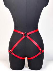 1pc Women's Horse Harness PU Leather Thigh And Waist Straps Artificial Leather Punk Belt Accessories Party Waist Belt - Red - View 2