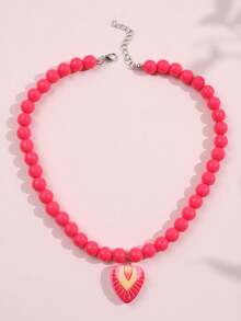 1pc Colorful Fruit Beaded Necklace, Dopamine Peach Kiwi Watermelon Orange Pendant Women's Necklace, Daily Casual Beach Vacation Jewelry - Multicolor - View 6