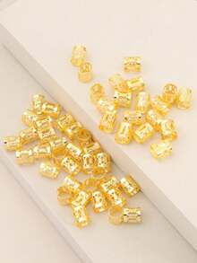 50pcs Metal Hollow Dreadlock Decorative Hair Rings Suitable For Women's Daily Use,Claw Clips - Gold - View 3