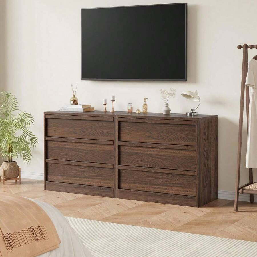 Modern 3Drawer Dining Dresser – Antique White & Natural Oak Cabinet, Spacious Storage, Anti-Tip Safety, Ideal for Dining Room, Bedroom, Nursery, Entryway, Living Room - Braun - Übersicht 1