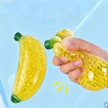 1pc Novelty TPR Stress Relief Squeeze Ball With Colorful Beads, Realistic Banana Squishy Toy - Multicolor - View 7