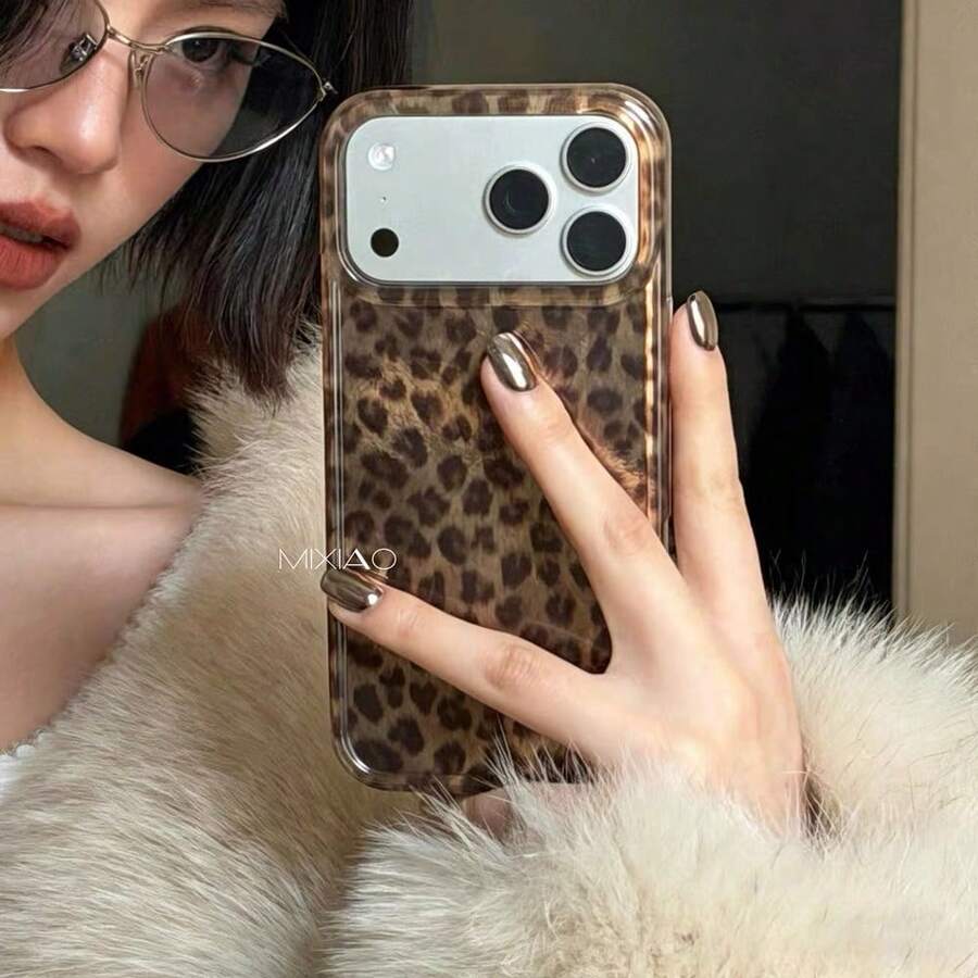 Luxury Leopard Print Shell Texture Phone Case, Compatible With IPhone 17 Pro Max 17 Pro 17 Air 17 16 15 14 Plus 13 12 Pro Max 11, Fashion Shockproof Back Cover - Rose Gold - View 1