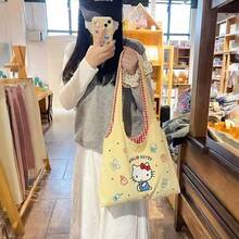 Officially Licensed Sanrio Series Hello Kitty Pattern Large Capacity Shoulder Storage Bag, Cute Outdoor Travel Portable Storage Bag, Handbag, Shoulder Bag, Suitable For Multiple Occasions,Back To School - View 4