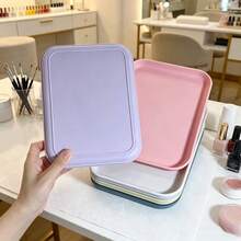 1pc Colorful Rectangular Nail Brush Storage Tray, Nail Tweezers & Pliers Tool Cleaning Soak Box, Nail Scissors Holder, Desktop Nail Polish Bottle Tray, Nail Cotton Pads And Nail File Storage Box - Multicolor - View 10