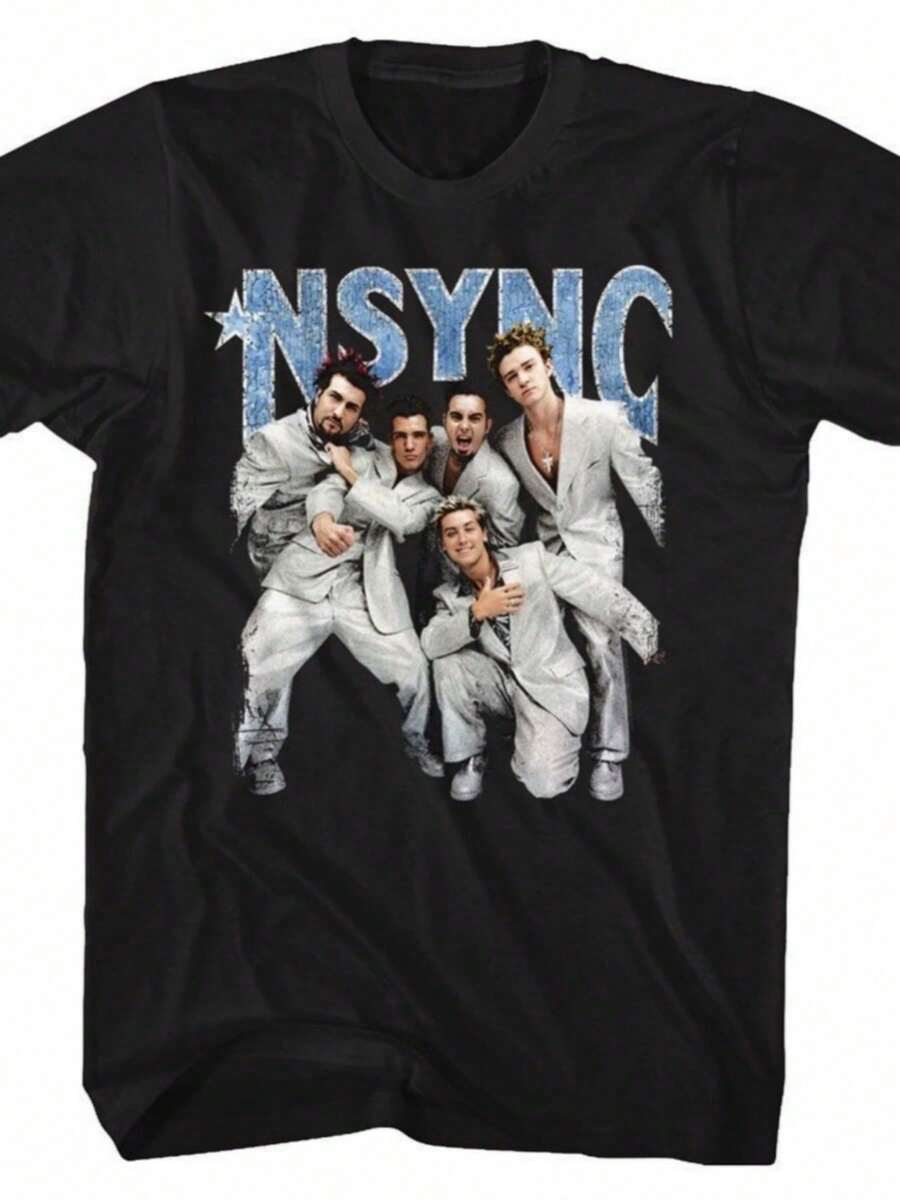 NSYNC - Strike A Pose - Short Sleeve - Adult - T-Shirt - 黑色 - 查看 1