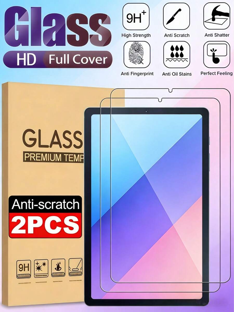 2Pcs HD Tempered Glass Film Tablet Screen Protector Compatible With Huawei MediaPad/Honor Pad 9H Hardness Full Coverage Explosion-Proof Scratch Resistant Smooth Oil Repellent Layer No Bubbles Automatic Adsorption Protective Film