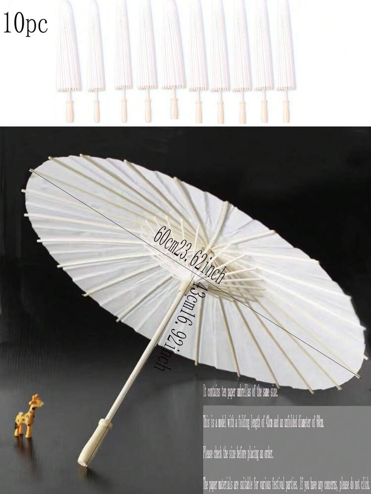 10件/6件/4件/1件 多尺寸 30cm/40cm/60cm 直徑 手工傳統新娘傘，婚禮裝飾配件，優雅攝影道具與派對用品，無需電源，遮陽傘 - 白色 - 查看 18
