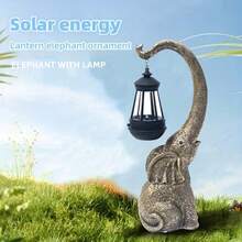 Solar Elephant Statue Outdoor Garden Decor, Resin Elephant Sculptures With Solar LED Lights, Waterproof Animal Crafts For Patio Yard Lawn Courtyard Pathway Home Decoration - 1 Pc - View 9