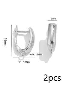 2 Stücke/Set Kupfer Mehrzweck Ohrring Zubehör, mit hochtransparenten weißen Zirkonia besetzt, mehrere Stile verfügbar: Blatt/Rund/Balken/U-Form, DIY Anhänger Ohrring Herstellungsmaterialien - Ohrringe - Übersicht 15