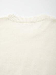 Men's Unisex Round Neck Knit T-Shirt, Casual Versatile Commuter Minimalist Solid Color Round Neck Short Sleeve Loose Pullover Knit Top, Spring/Summer Back To School - Beige - View 10