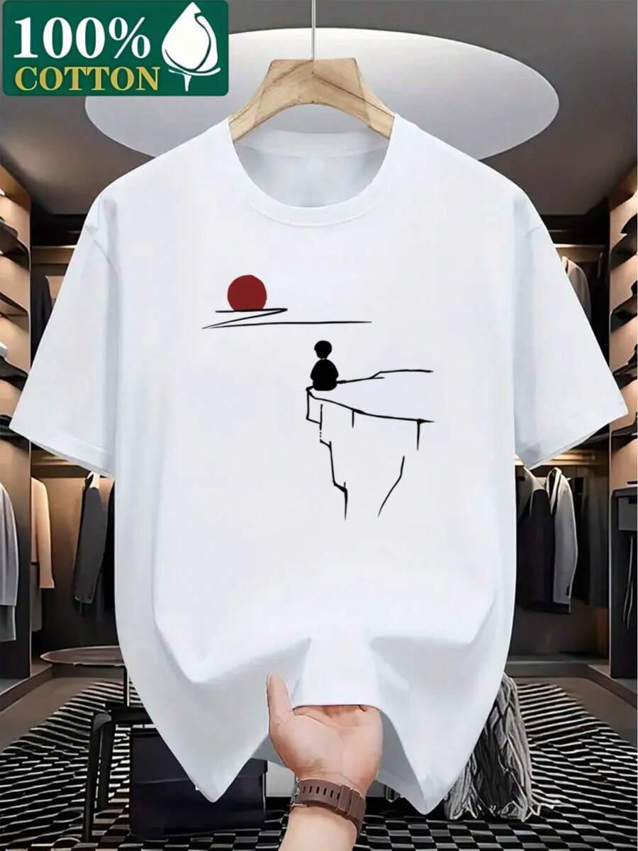 Tops,Men's 180gsm Heavyweight 100% Cotton - 白色 - 查看 1