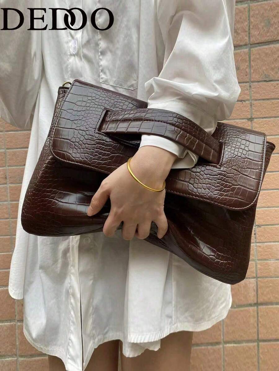 Dedoo 奢華迷人優雅精緻靜奢風大黑色正方形女款復古方包，適合女性女士女孩，派對婚禮舞會晚餐宴會完美搭配，送給媽媽、老師、朋友、伴娘的最佳母親節禮物