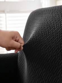 1pc Jacquard Stretch Sofa Cover, Elastic Sofa Protector, Anti-Slip Soft Durable Fabric, Pet & Child Friendly, Easy Installation, Wrinkle-Resistant, Machine Washable, Single Seat Cushion Cover, Sofa Protector, Living Room Home Decor, 90x140cm - Black - View 6