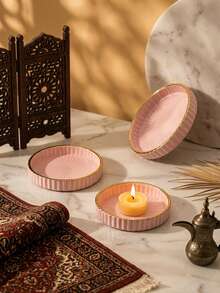 1pc/1set Glass Table Tray, Round Glass Candle Holder. The Tray Is Suitable For Dinner, Wedding And Party Table Decoration, They Can Also Be Used As Wedding And Valentine's Day Table Coasters, Home Decor For The Room. (Candles Not Included) - Multicolor - View 6