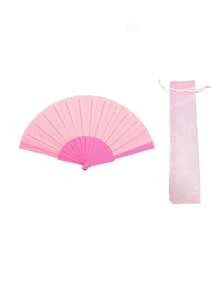 Plastic Portable Handheld Ball Fan, Wedding Decoration Folding Fan, Low-Key And Simple Gift, Suitable For Parties, Weddings, And Gift Giving. - Pink - View 4