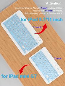 可拆卸无线蓝牙键盘保护套，兼容 iPad，内置 150mAh 电池和 Apple Pencil 收纳槽，兼容 iPad Air 第五代 (2022)、第四代 (2020)、第六代 (2024)、9.7 英寸、第七/八/九代、10.2 英寸、10 英寸，浅蓝色 - 淺藍色 - 查看 11