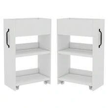 Small Rolling Bookcase 52 X 50 X 75 Cm – With Shelves And Drawers, Reversible Left/Right Configuration, Fully Extendable Single Unit, With Anti-Tip Protection, Bedside Table - White - View 7