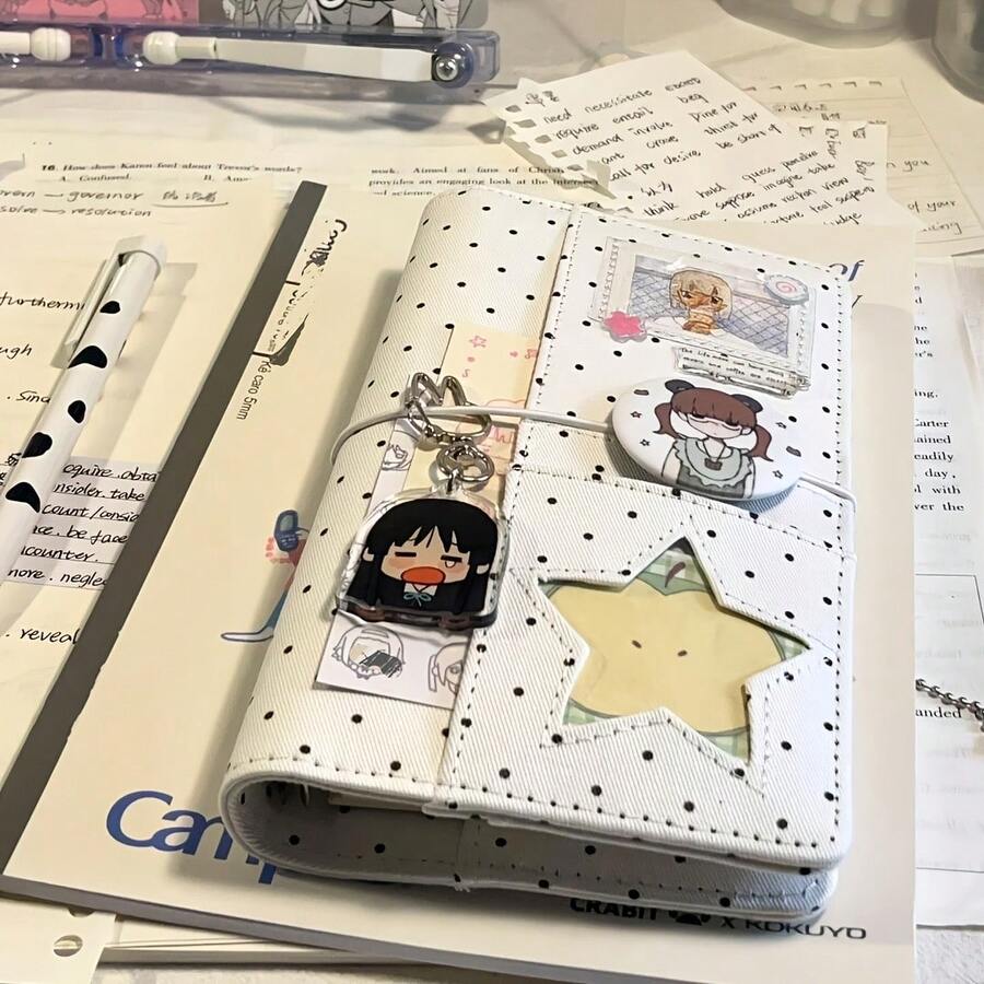 Perencana Lepas A6, Buku Catatan Lepas Motif Bintang dan Titik-titik, Halaman Dalam Dapat Diganti, Buku Harian Memo Perencana, Cocok Untuk Kerja, Belajar, Kantor, Perlengkapan Kembali ke Sekolah, Perlengkapan Sekolah dan Hari Pertama Sekolah, Hanya Termasuk Sampul dan Halaman Dalam