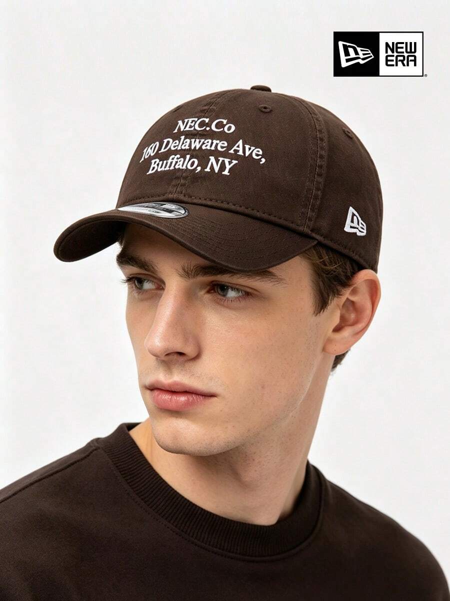 New Era 棕色 Address Logo 棒球帽,工裝風老爹帽,UPF50+ 防曬,男士街頭風 - 巧克力棕 - 查看 1
