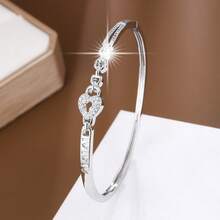 1 chiếc vòng tay thời trang nữ hình trái tim độc đáo đính đá Zirconia, quà tặng ngày Valentine. - Nhiều màu - Xem 2