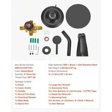 [Free Shipping] Bathtub Shower System 5-Inch Rain Showerhead Bathtub Spout For Master Bathroom Guest Suite Rental Apartment 8-Setting Adjustable Spray Single-Handle Tub Trim Kit Brass Pressure Balancing Valve Matte Black-XY958366 - Default0 - View 8
