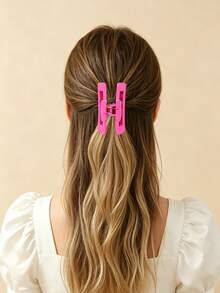 4pcs/Set Dopamine Design Sponge Hair Band, Bracelet, Large Hair Clip Gift Set, Suitable For Spring/Summer Party And Daily Use - Multicolor - View 2