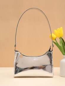Daily Shopping Shiny Glamorous Women's Underarm Bag Laser Shoulder Bag - Silver - View 4