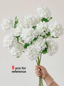 3件裝人造花假繡球花絲綢長莖繡球花花藝布置，適用於居家婚禮裝飾、花瓶填充、桌面中心裝飾、花園佈置 - 白色 - 查看 8
