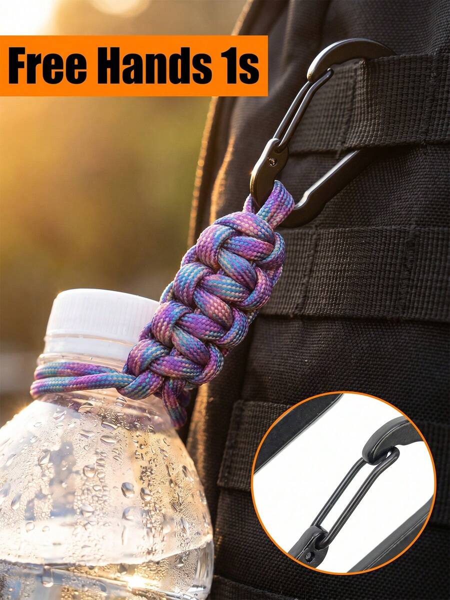 Portachiavi intrecciato minimalista con gancio a sgancio rapido, cinturino portabottiglia d'acqua realizzato a mano per adulti, portachiavi in paracord robusto, perfetto per viaggi, essenziale da viaggio, decorazione per la stanza, bagno, cucina, auto